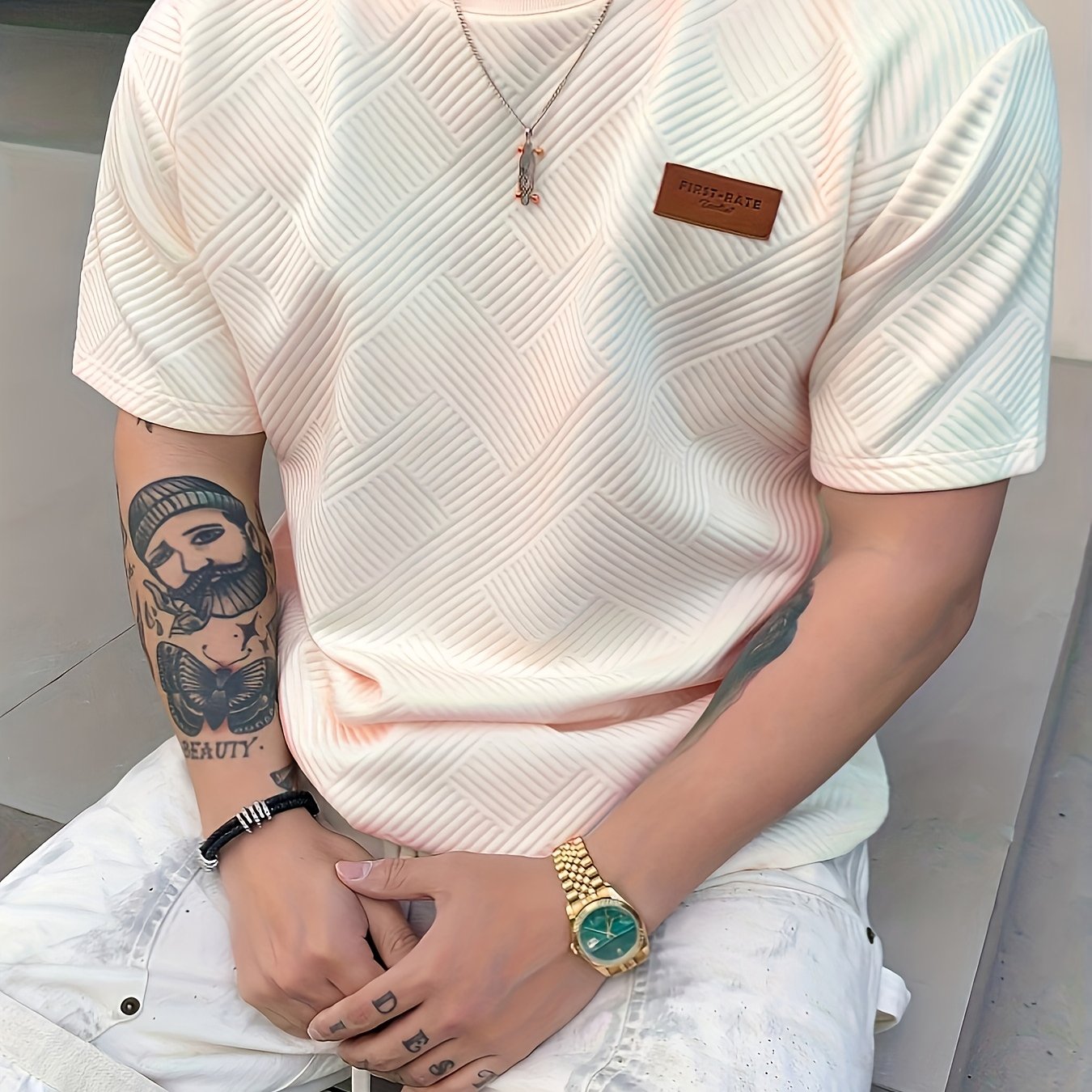 Мужская повседневная футболка с круглым вырезом из полиэстера с легкой эластичностью, однотонная трикотажная ткань для всех сезонов