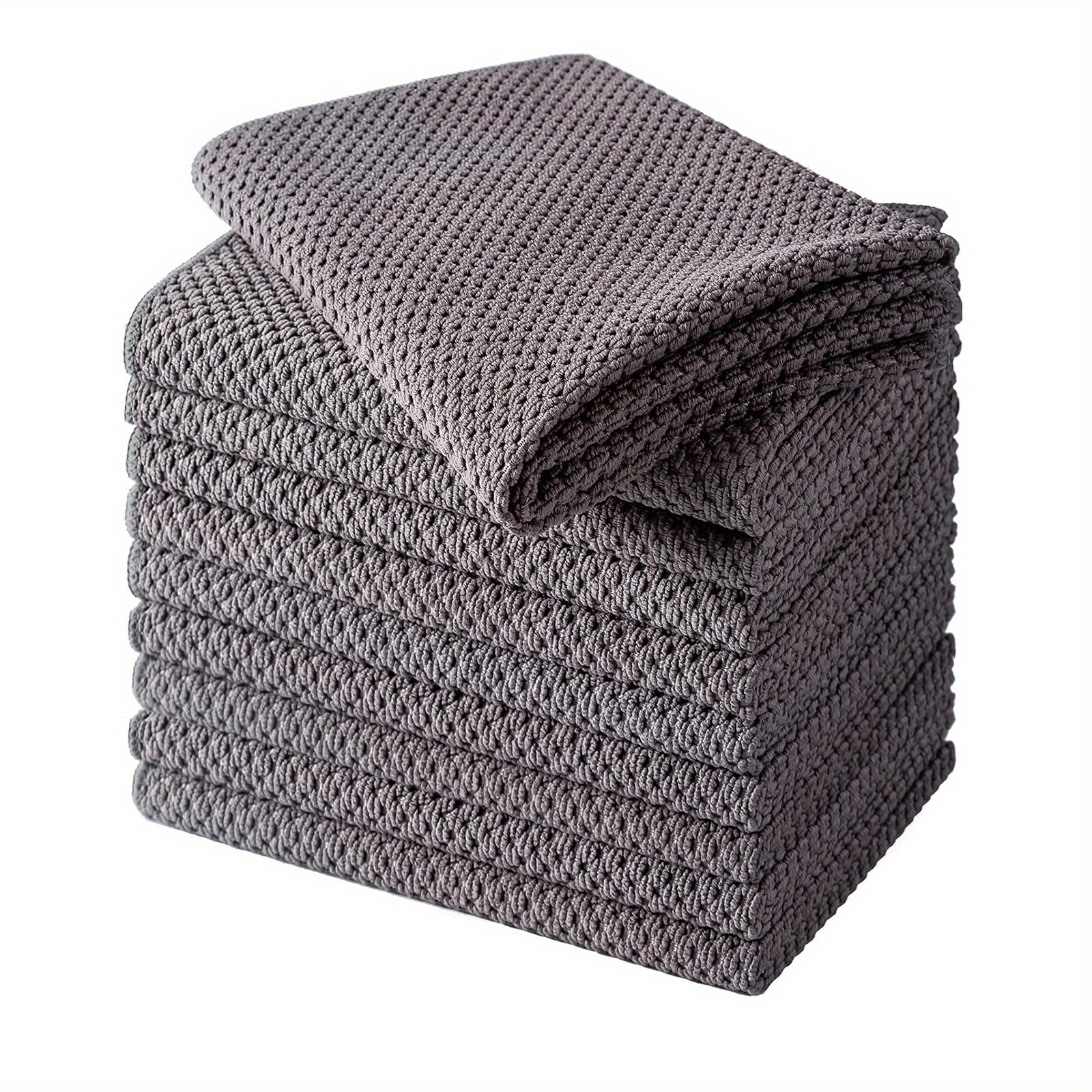 5/10 Pcs Waffle Square Plaid Dish Cloths Soft Water Absorbent Quick Dry Kitchen Cleaning