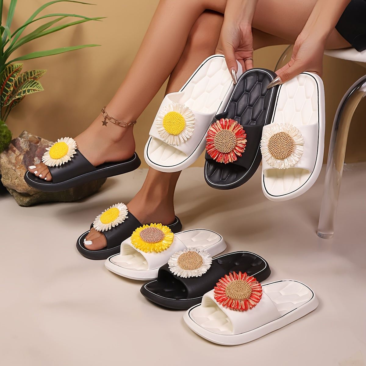 Women's Sunflower Slip-On Sandals Light EVA Comfortable All-Season