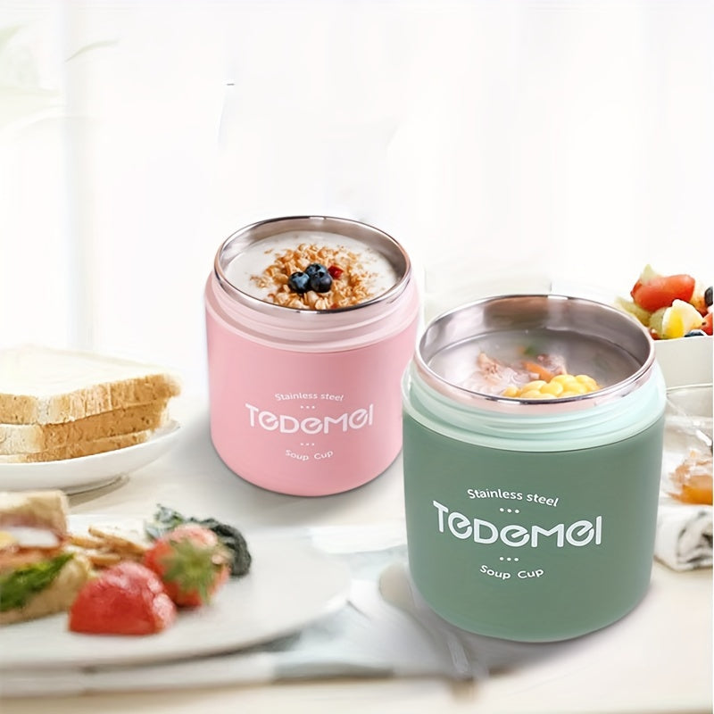 Stainless Steel 530ml Soup Cup with Leakproof Spoon Lid Portable Food Jar for Lunch