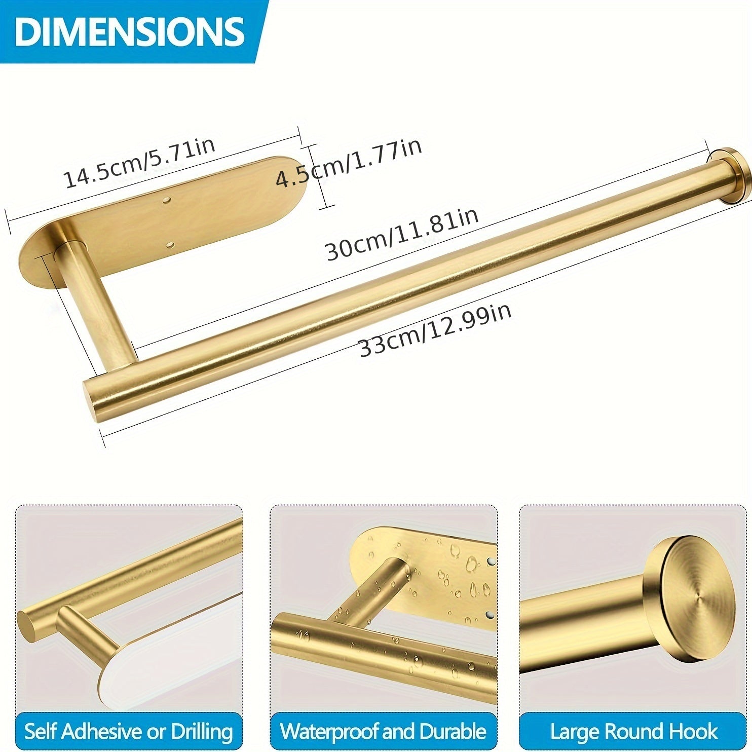 Stainless Steel Wall Mount Paper Towel Holder with Self-Adhesive or Drill Installation