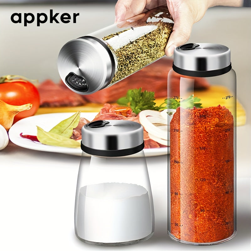 Clear Glass Spice Jars with Lids and Spoons 180ml 300ml 500ml Storage Containers