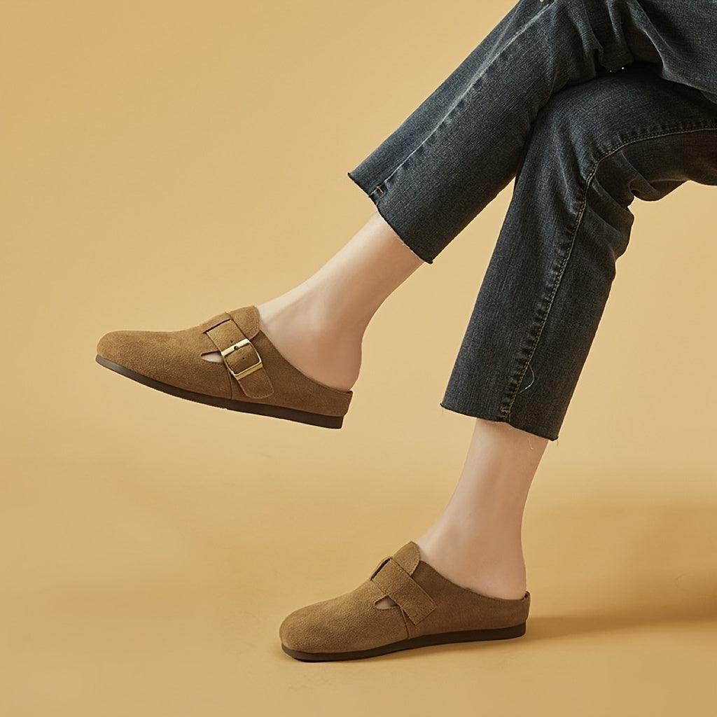 Women's Soft Slippers Flat Shoes with Shock-Absorbing Cushion and PU Cover