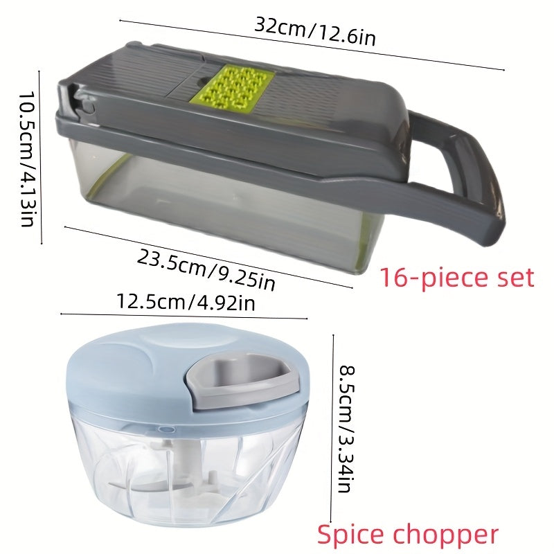 Многофункциональный набор для нарезки овощей с 16 лезвиями, емкостью 500 мл