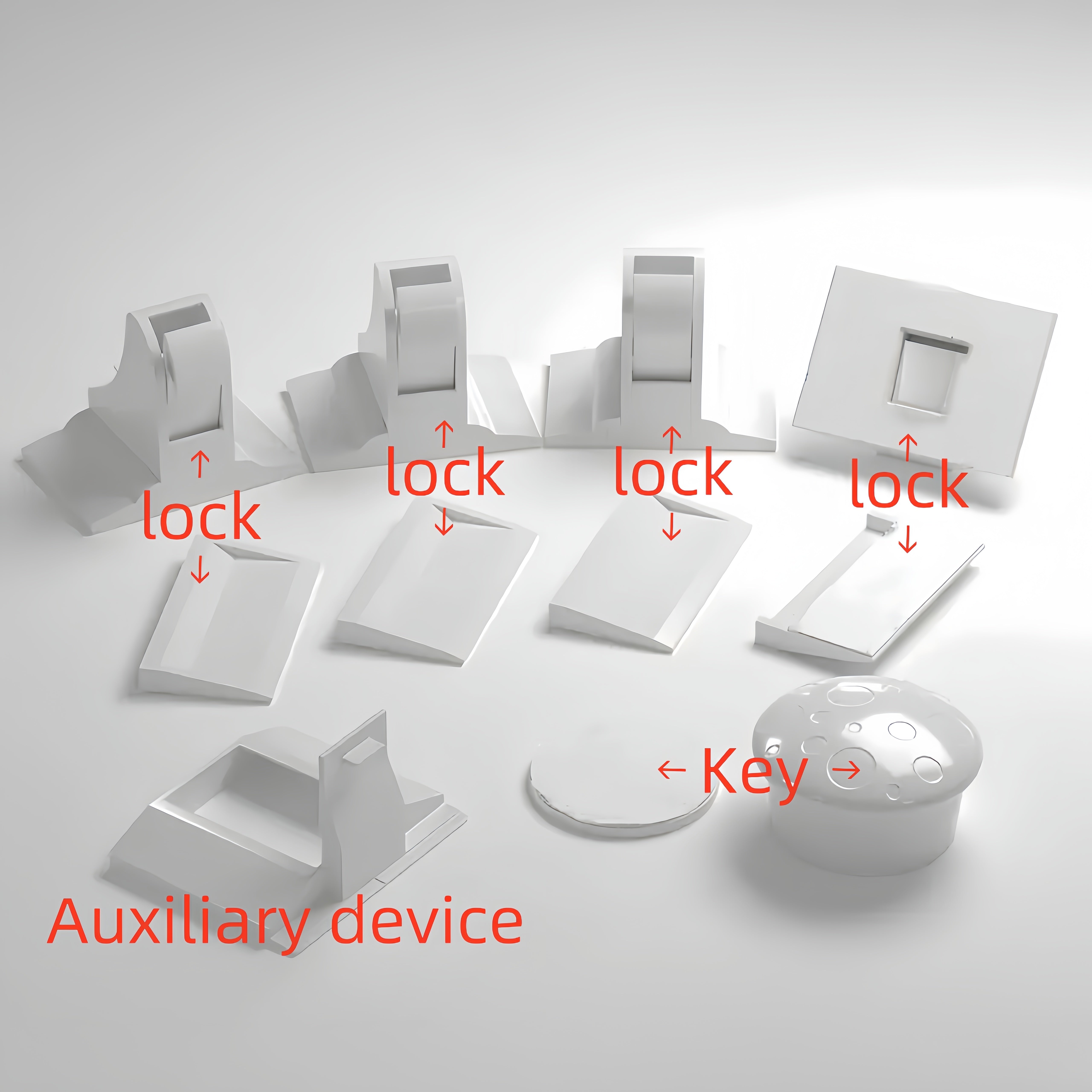 Magnetic Cabinet Locks with Adhesive, Keychain, Easy Installation, Secure Drawers and Cabinets