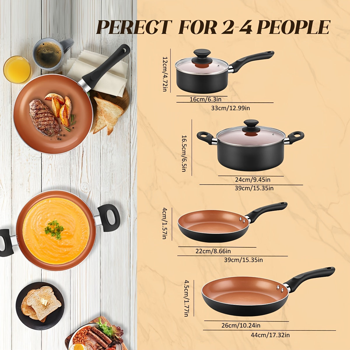 6-Piece Nonstick Kitchen Cookware Set with Induction Bottom and Utensils