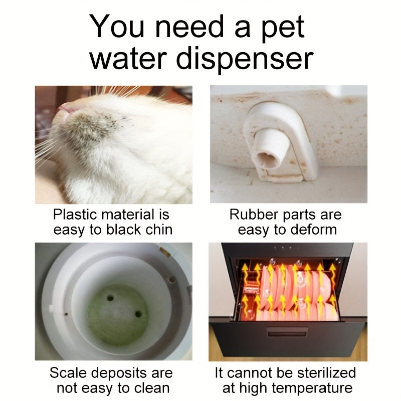 2L Stainless Steel Cat Water Fountain with USB Power and Filtration