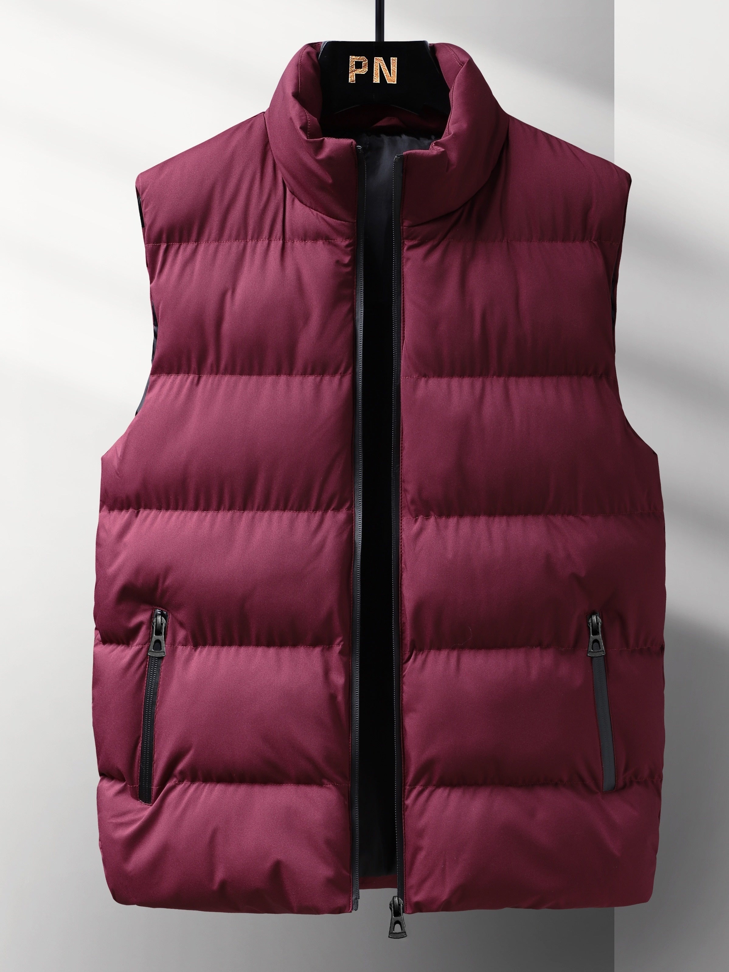 Men's Casual Stand Collar Woven Polyester Vest Spring Fall Loose Fit