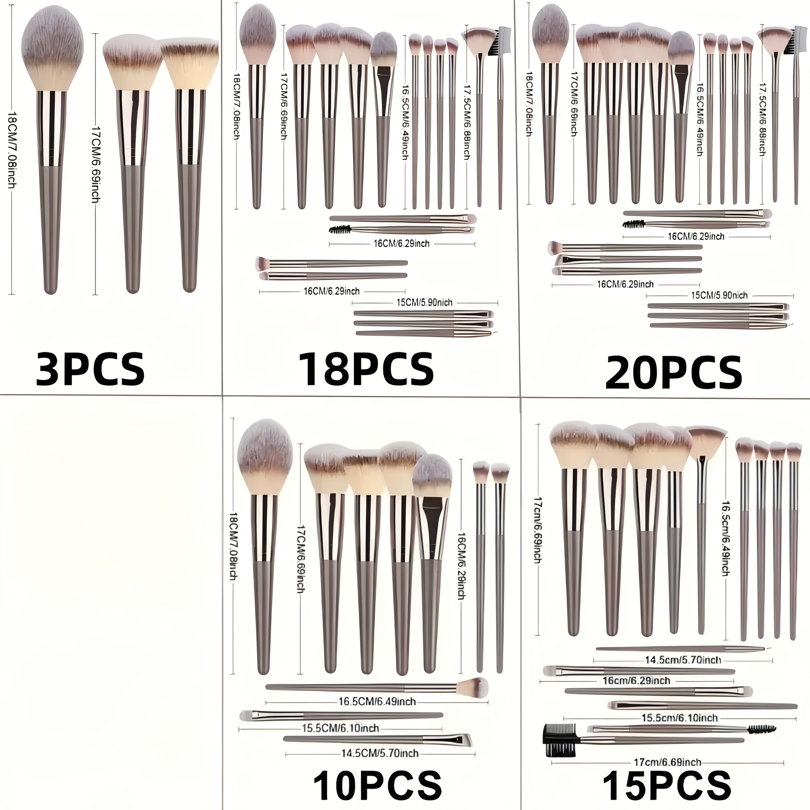Набор кистей для макияжа для всех типов кожи, дорожный размер, нейлоновые кисти для лица, глаз и губ