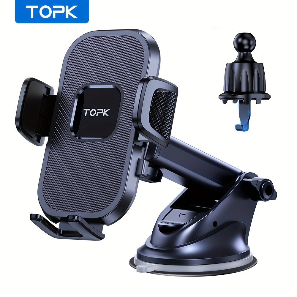 Soporte universal para teléfono de coche, agarre texturizado negro, ajustable en tablero y rejilla de ventilación compatible