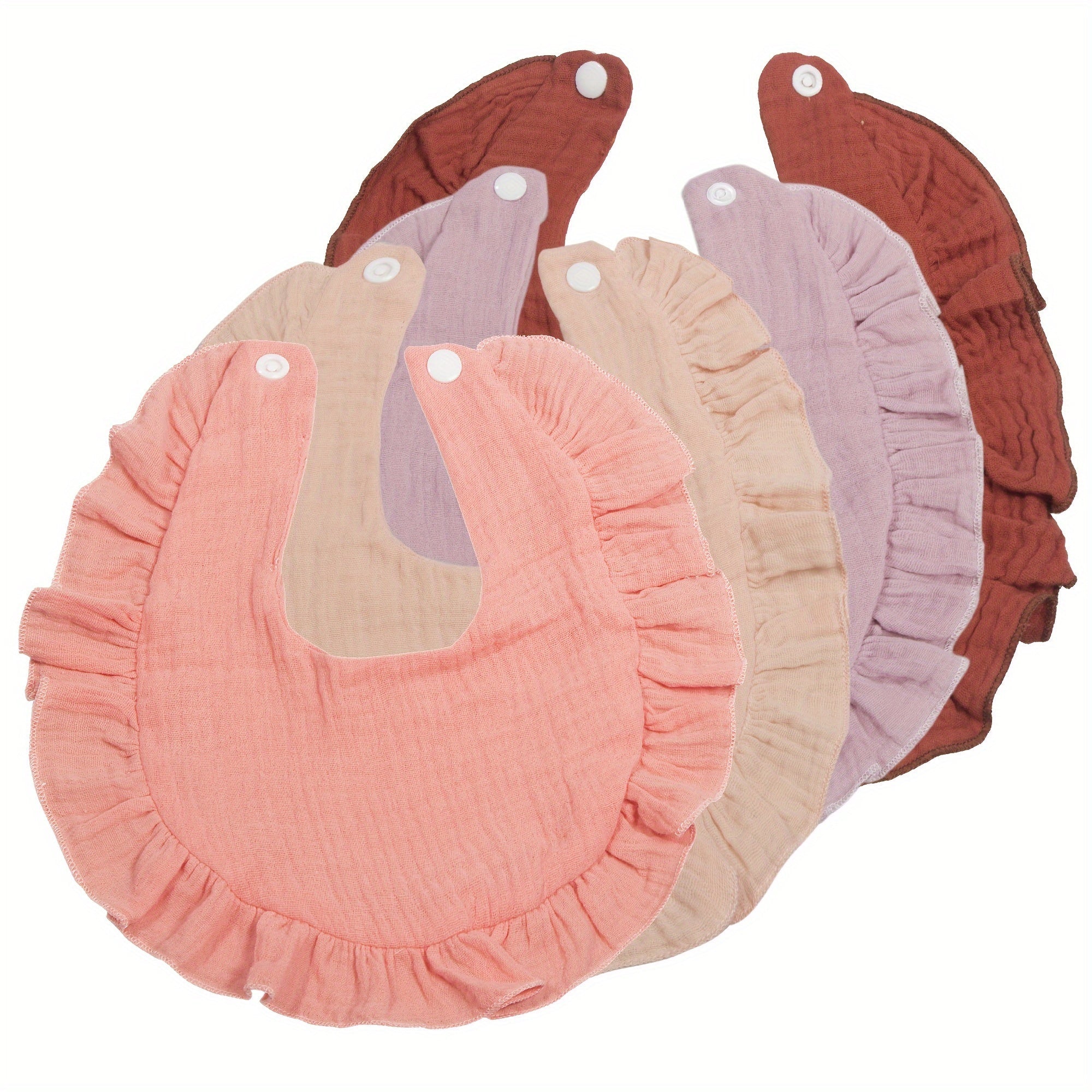 Set of 4 Soft Cotton Baby Bibs with Wrinkled Gauze Texture and Water Absorption