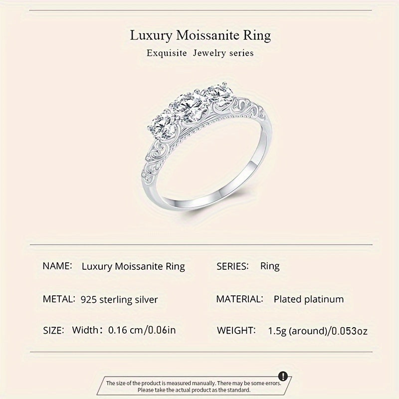 Sterling Silver Moissanite Ring 0.3-0.5 Carats Engagement Wedding Jewelry