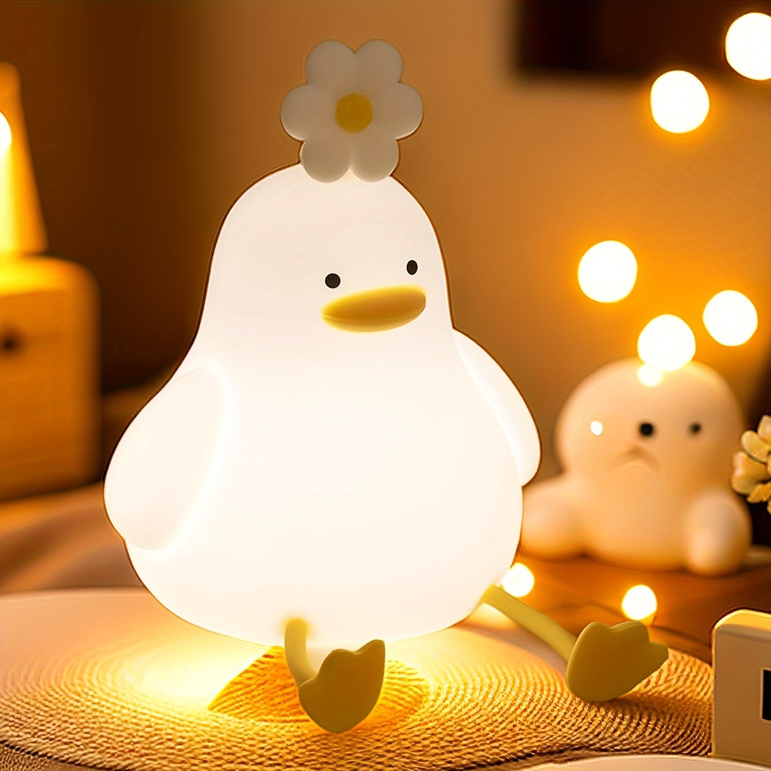 Flower Duck LED Night Light Rechargeable with Adjustable Brightness for Bedroom Relaxation