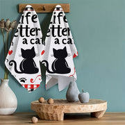 2 Pack Ultra Soft Kitchen Towels with Cat Text and Kitten Illustration 16x24 Inches