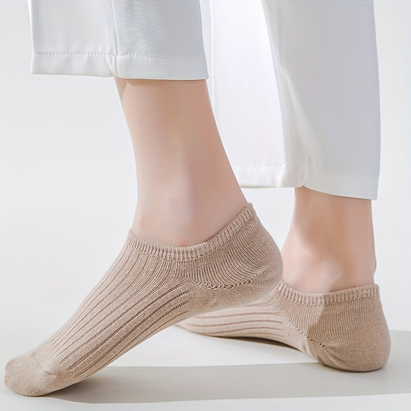 Women's 6 Pairs Low-Top Invisible Long Socks Polyester Knit Comfortable Solid