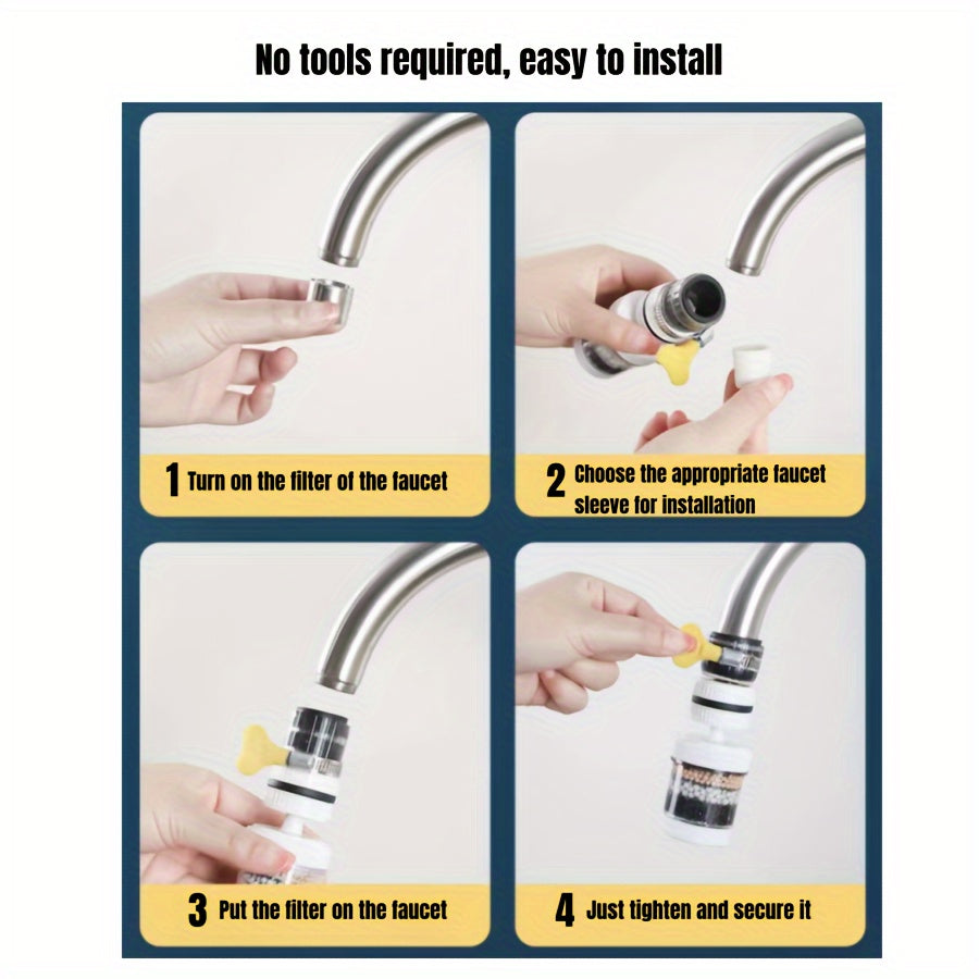 6-Layer Water Filter Faucet with 360° Rotatable Design and No Splashing