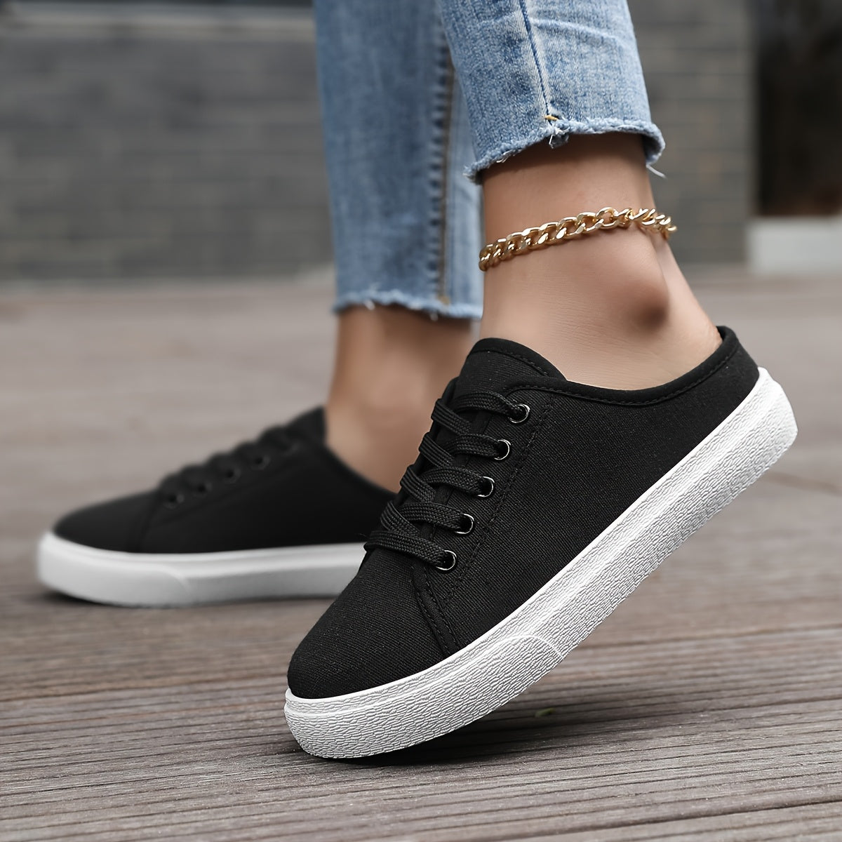 Ladies' Flat Shoes Solid Color Breathable Fabric Comfortable All-Season