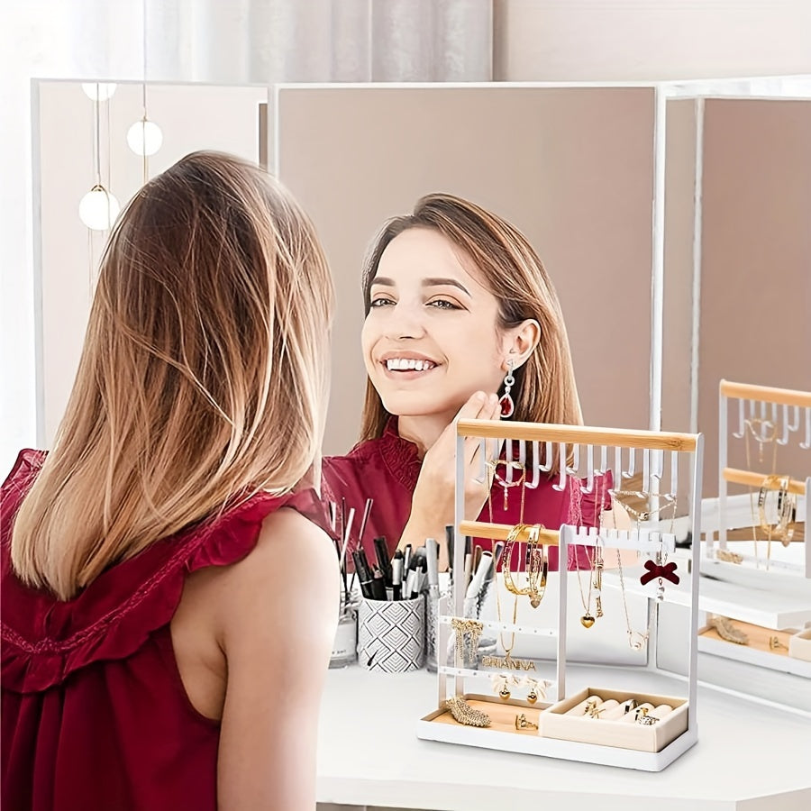 Подставка для украшений из бархата, 5-уровневая железная витрина для ожерелий, сережек, ключей