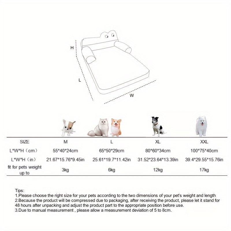 Pet Sofa Bed for Small to Large Dogs Polyester Cartoon Style Comfortable Pet Bed