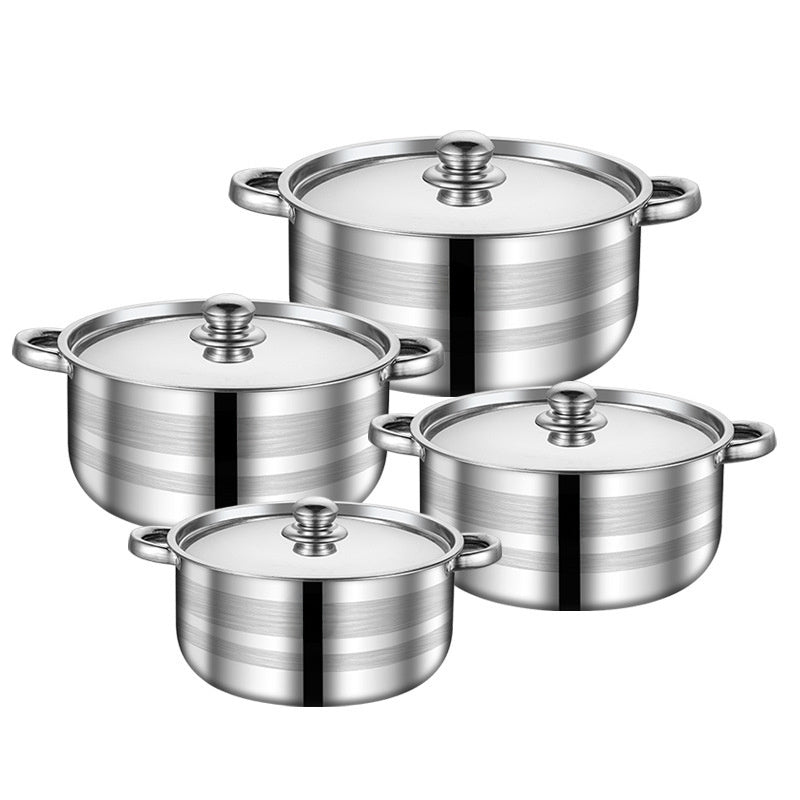 8-Piece Stainless Steel Cookware Set with Large Capacity and Easy-to-Clean Design