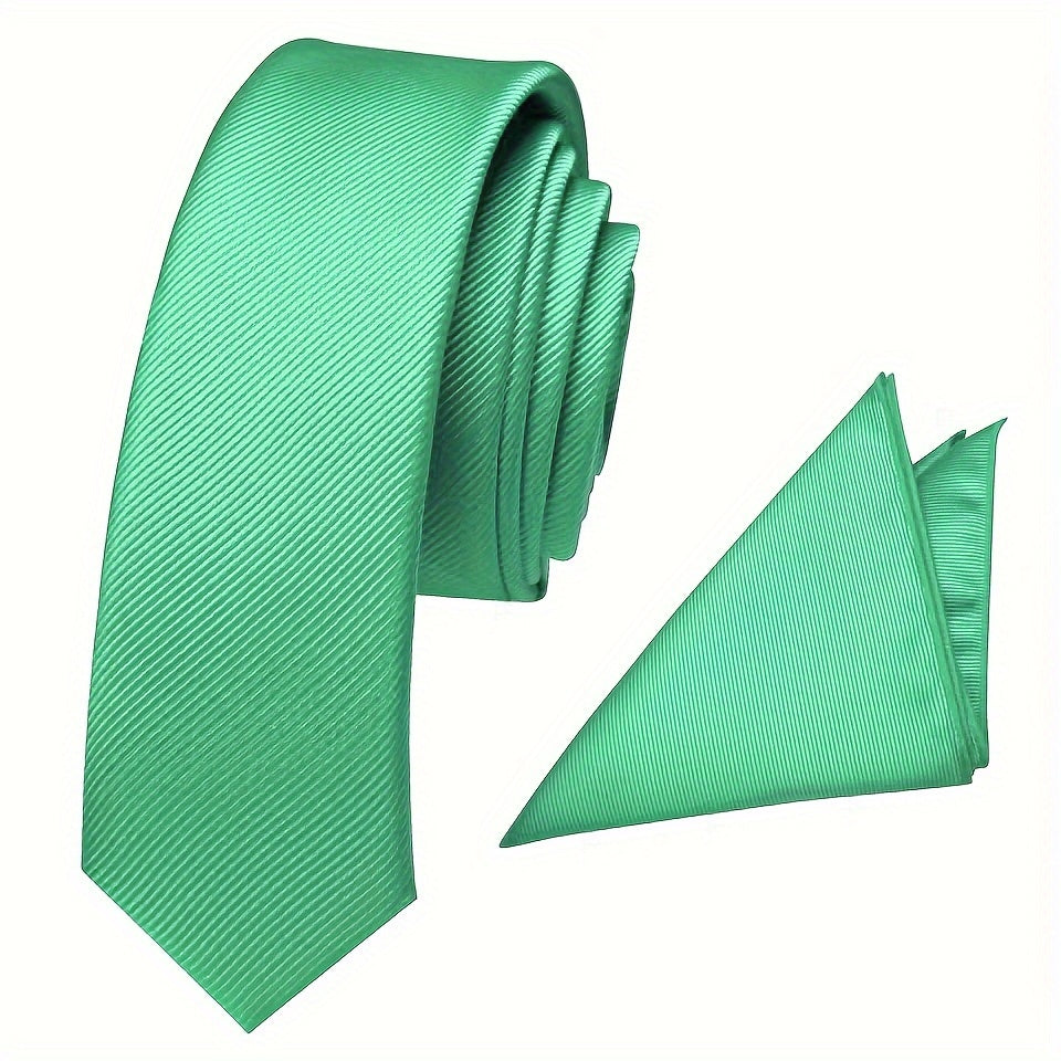 Rasmiy va ish kiyimlari uchun 2 ta to'liq rangli erkaklar galstuklari va ko'rsatilgan cho'ntak shamlari to'plami