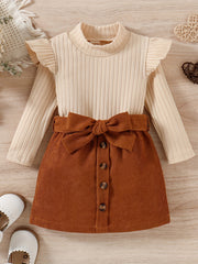Baby Girls' Preppy Style Top and Corduroy Skirt Set for Fall Winter Outdoor Wear