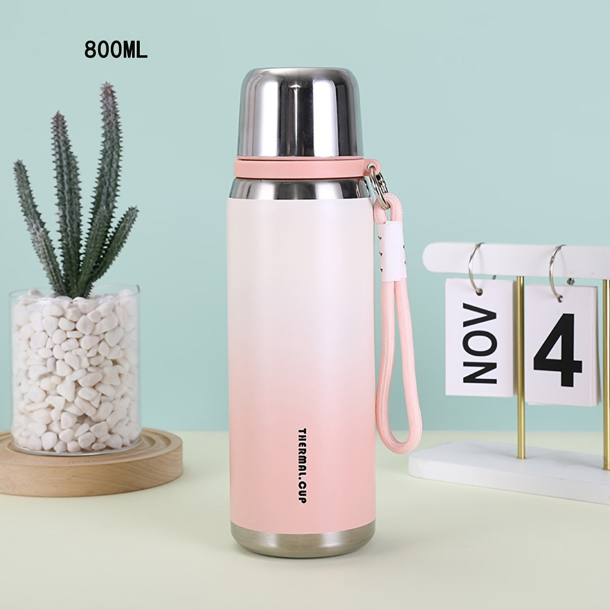 Gradient Stainless Steel Water Bottle 600ml Insulated Durable with Lid