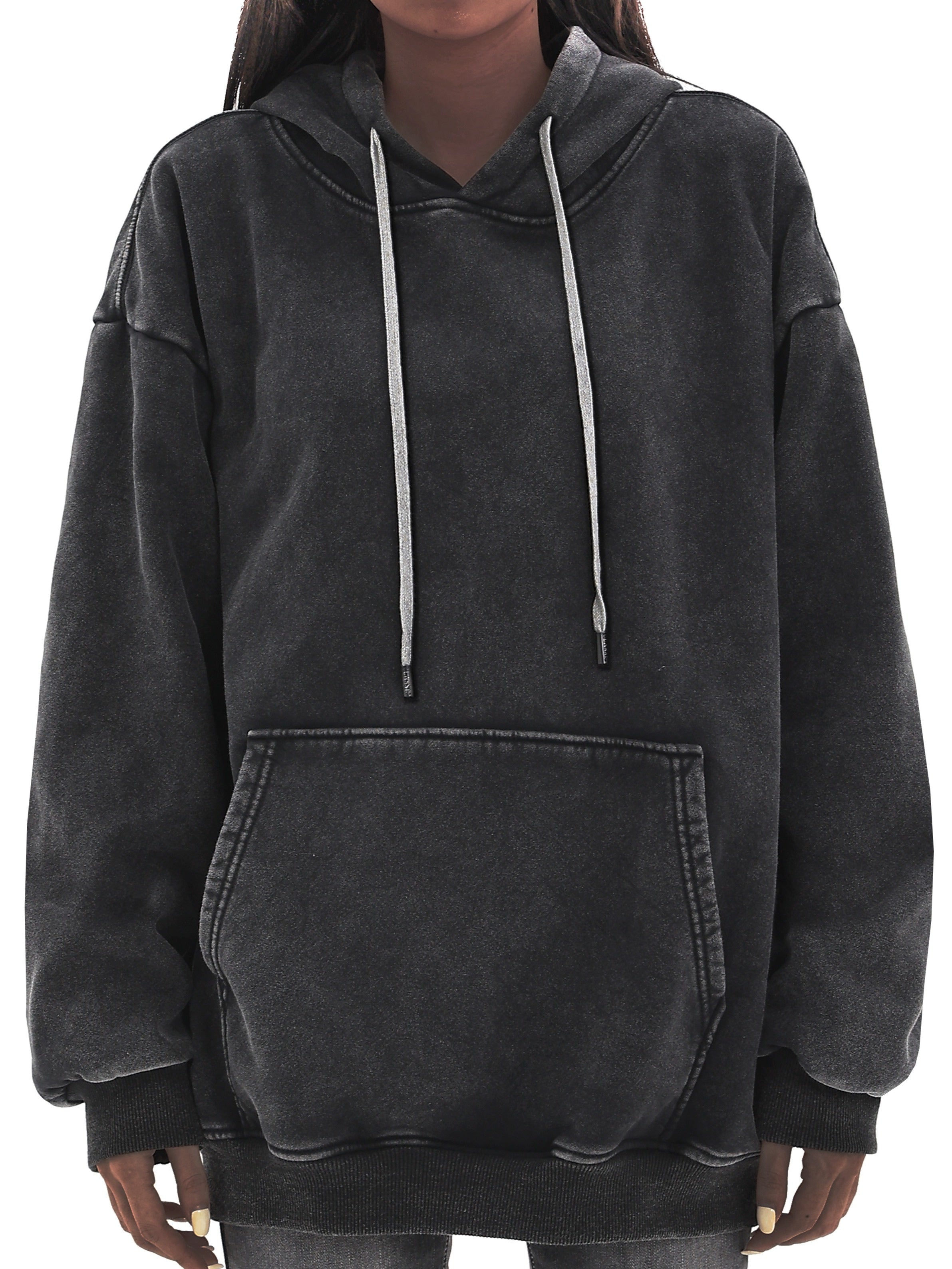 Women's Vintage Distressed Hoodie Long Sleeve Casual Pullover