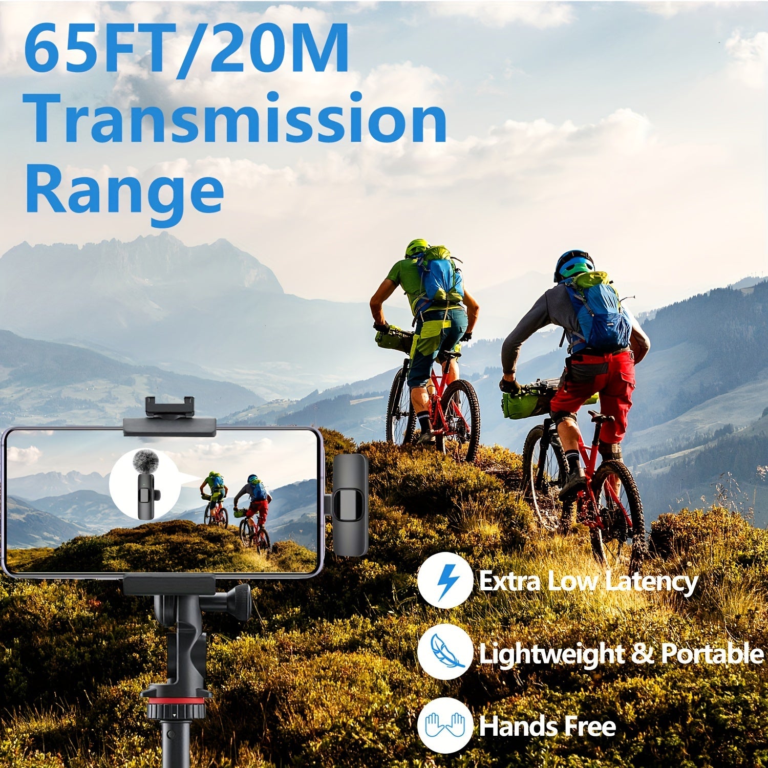 2 Pack Wireless Lavalier Microphone USB Type C 2.4G for iPhone iPad Streaming Karaoke