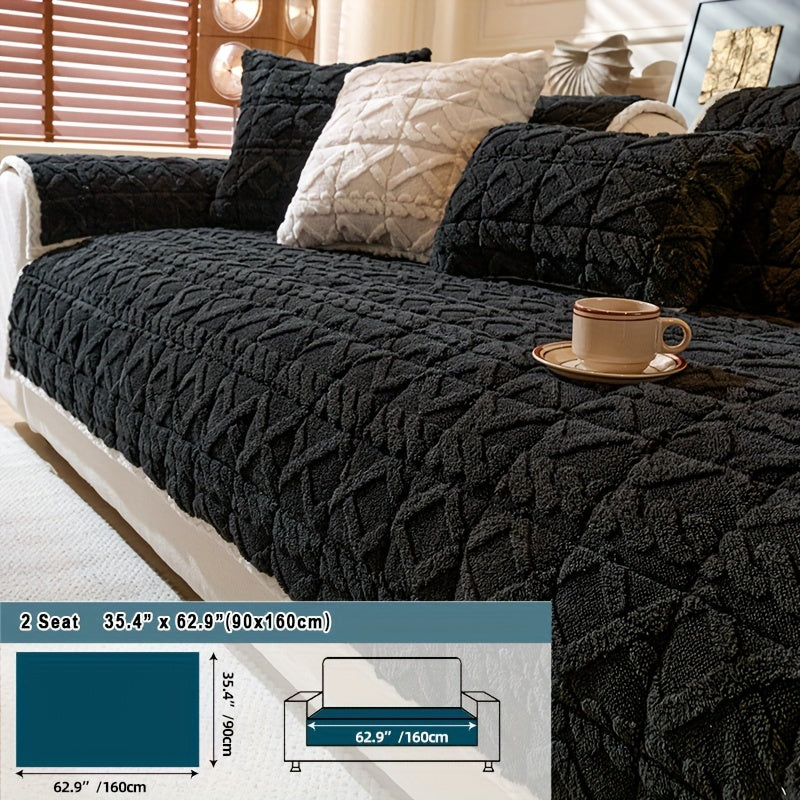 Пушистый чехол для дивана, подходящий для 1-4 человек, устойчивый к пятнам и моющийся в машине