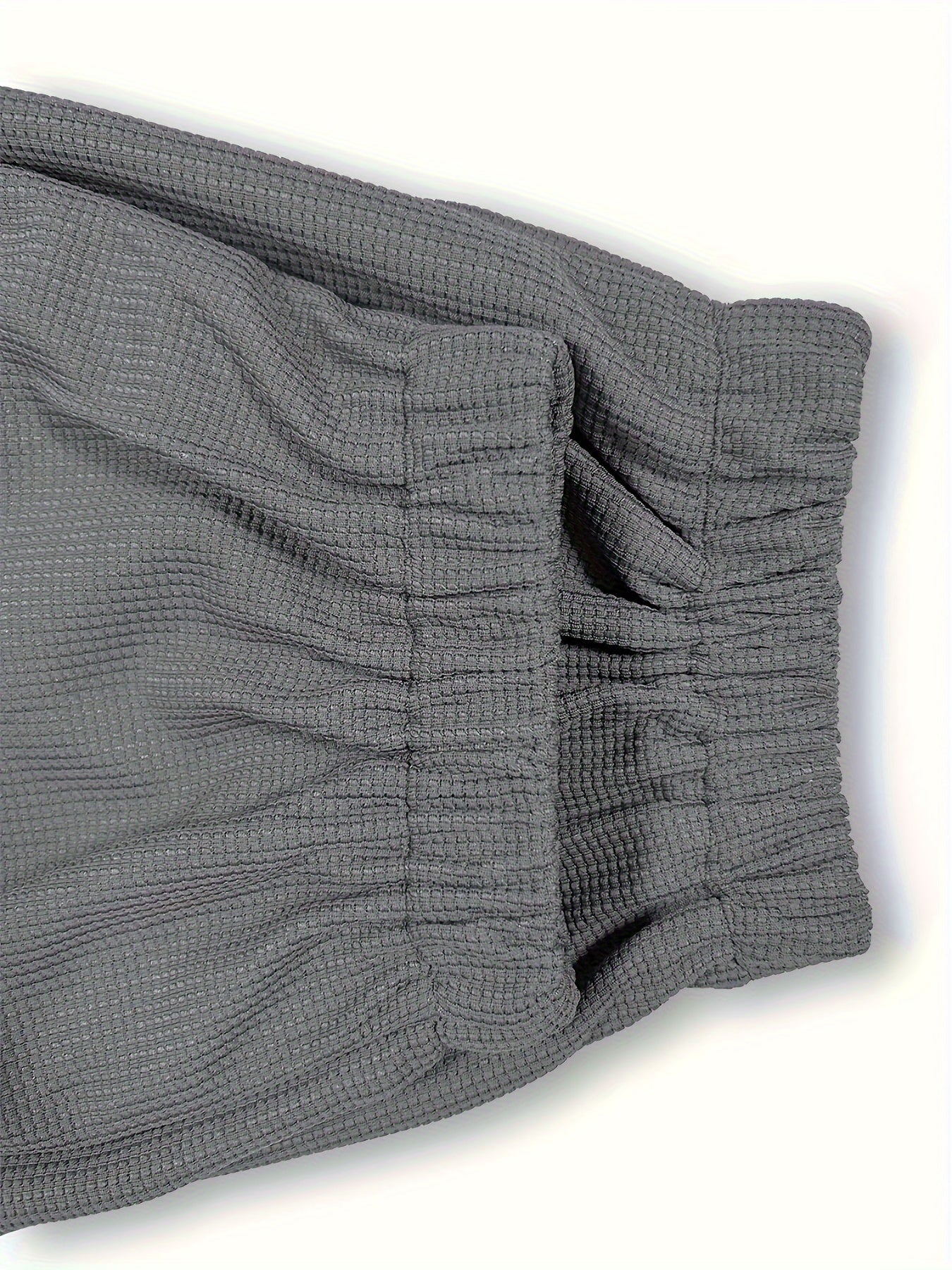 Men's Casual Polyester Sweatsuit Set with Crew Neck Waffle Print Alphabet Pattern Spring Fall Knit Fabric