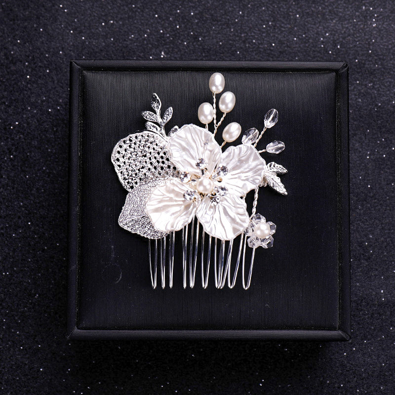Faux Pearl and Crystal Hair Comb Wedding Bridal Hair Accessory Flower Headpiece