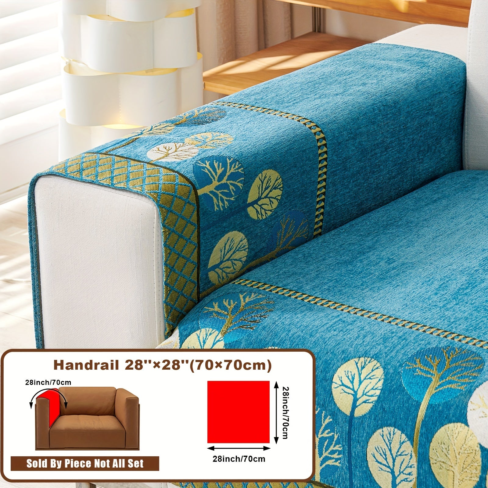 Boho Chic Jacquard Chenille Sofasi Qoplamasi Oygʻon Daraxt Mavzusi Boshqalar uchun Yoqimli Qattiq Yuvilishi Oʻz-oʻzidan yopishmaydigan Bardoshli Qalinlashtirilgan 4 oʻrindiqli kresloni mos keladi