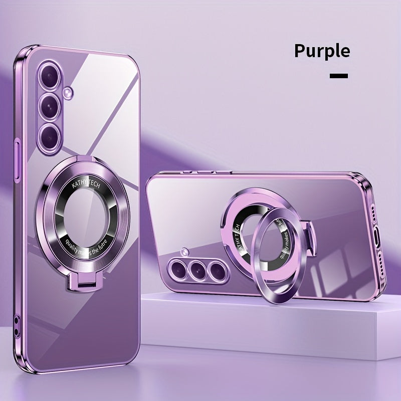 Electroplated Galaxy Phone Case with CD Holder Fall Protection Camera Guard for Samsung Galaxy Series