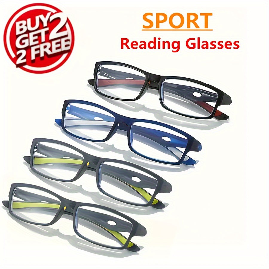 Легкие универсальные спортивные очки для чтения, прямоугольная полная оправа, противоскользящие, ударопрочные +1.0 до +4.0