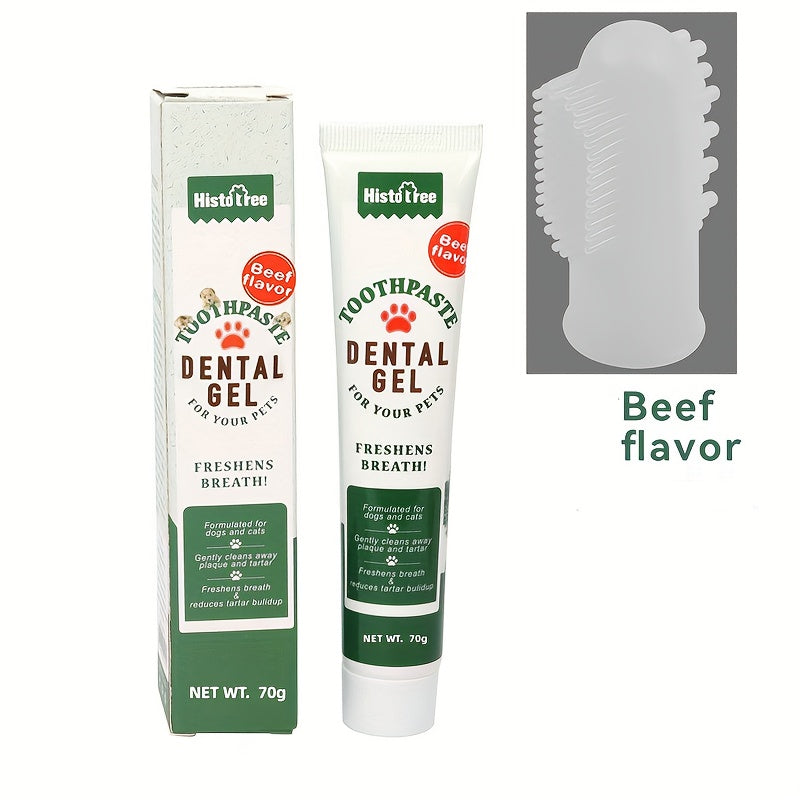 2pcs Silicone Fingertip Pet Toothbrush and Toothpaste Set for Dogs and Cats