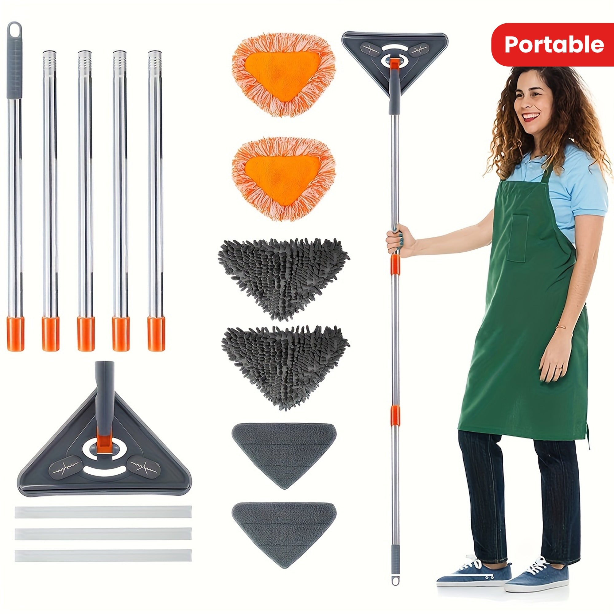 215,9 см Стена Очиститель Швабра с регулируемой ручкой и 6 тряпками для очистки потолка и стен
