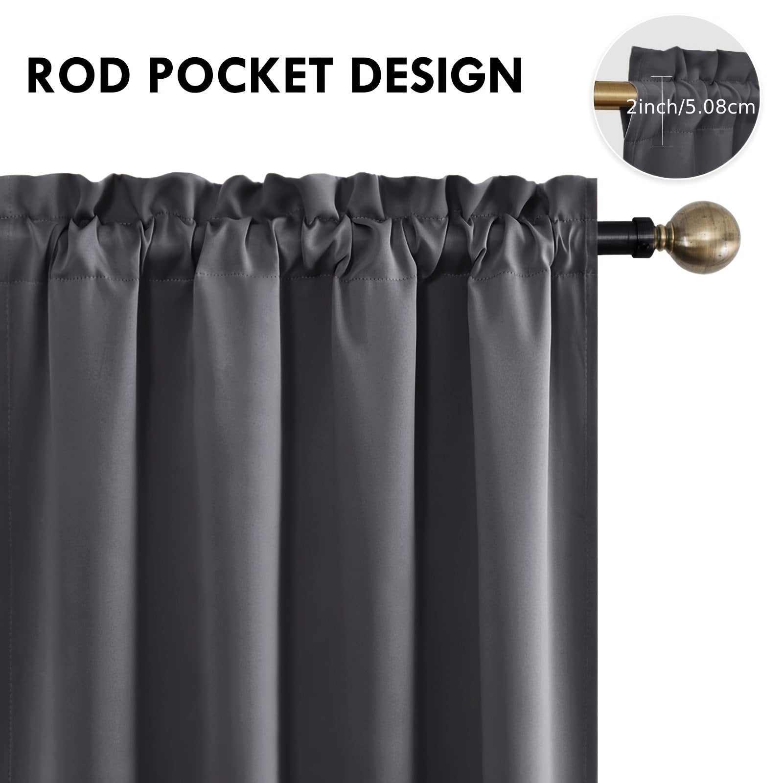 Blackout Curtains with Rod Pocket for Bedroom and Living Room Darkening UV Blocker