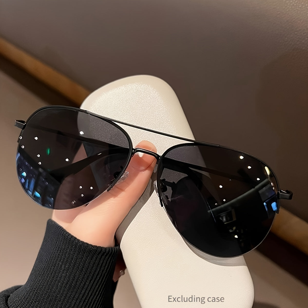 Gafas de lentes tintados unisex de marco de metal con decoración