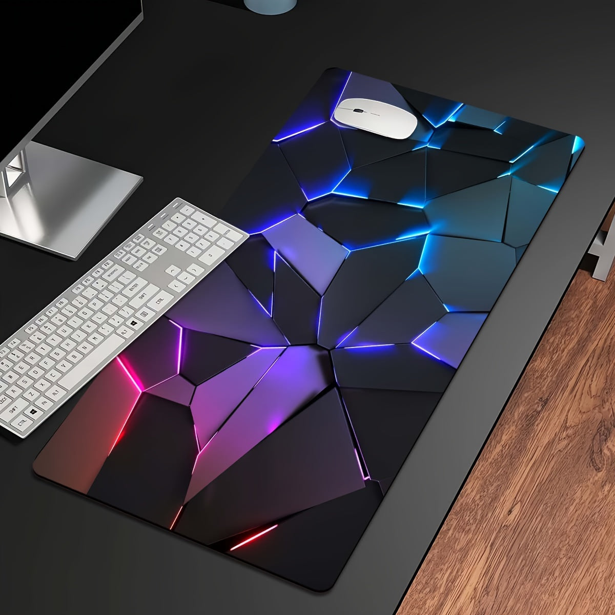 Geometric Gaming Mouse Pad Waterproof Non-Slip Polyester Desk Mat for Gamers and Office