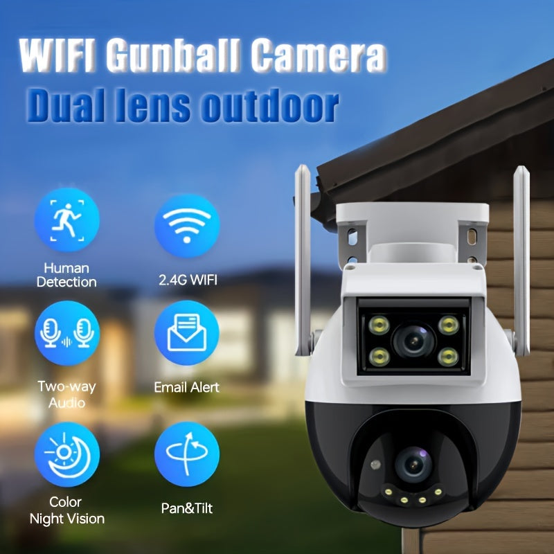 Outdoor Waterproof Wi-Fi Security Camera with Pan Tilt Night Vision Two-Way Audio