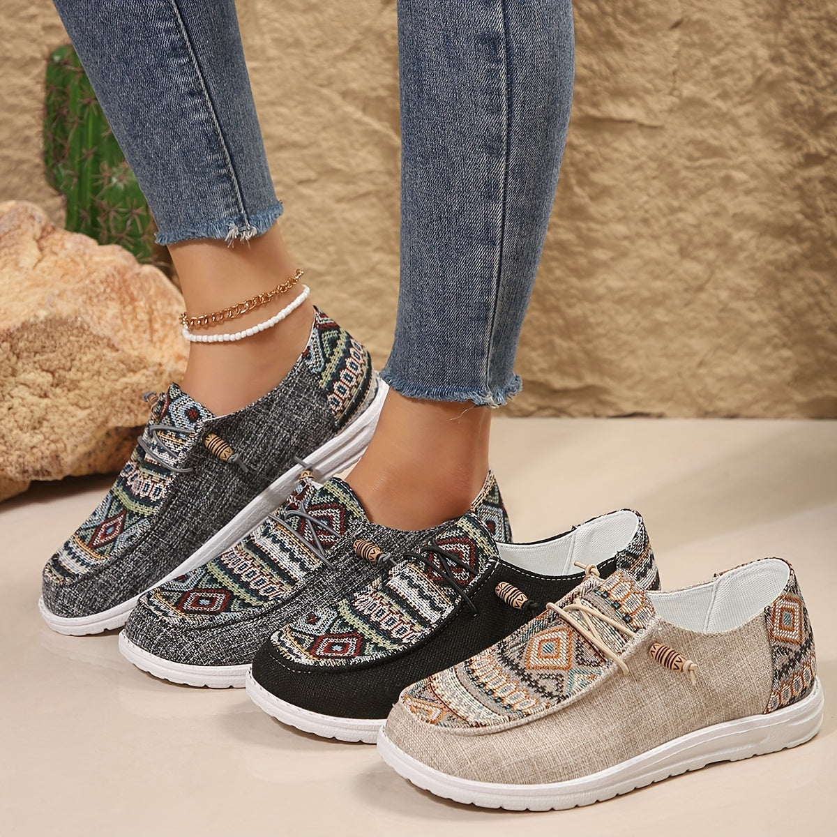 Women's Ethnic Casual Loafers Outdoor Comfortable Oversized Shoes
