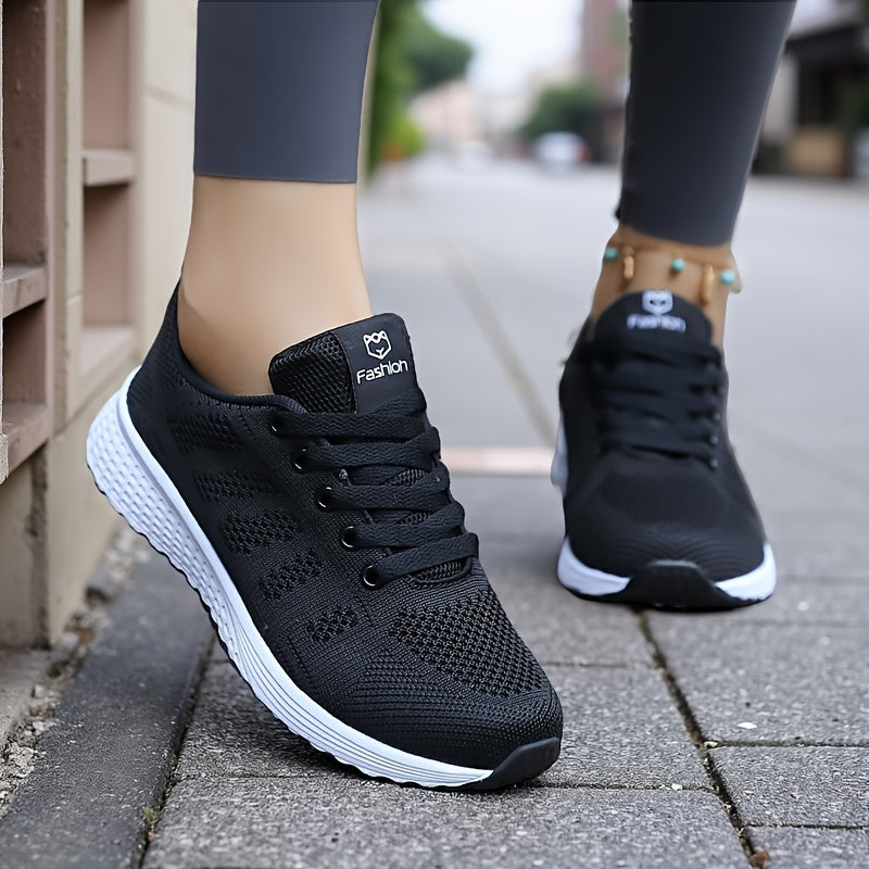 Women's Breathable Mesh Running Shoes Low-Top Sneakers Black Pink