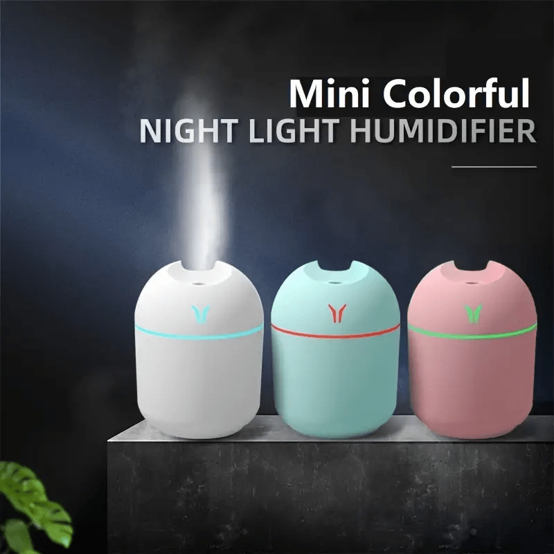 USB-Powered Essential Oil Diffuser Humidifier with Night Light Cold Mist for Home Use in White Mint Green Pink