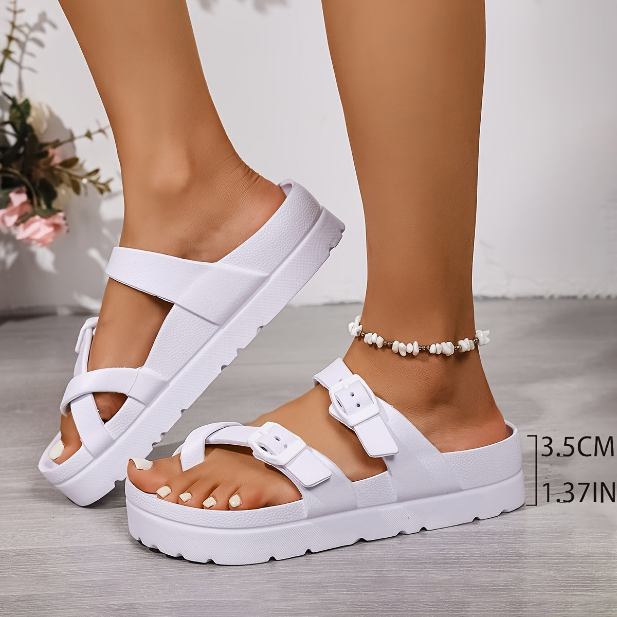 Women's EVA Slide Sandals with Adjustable Buckle and Soft Sole