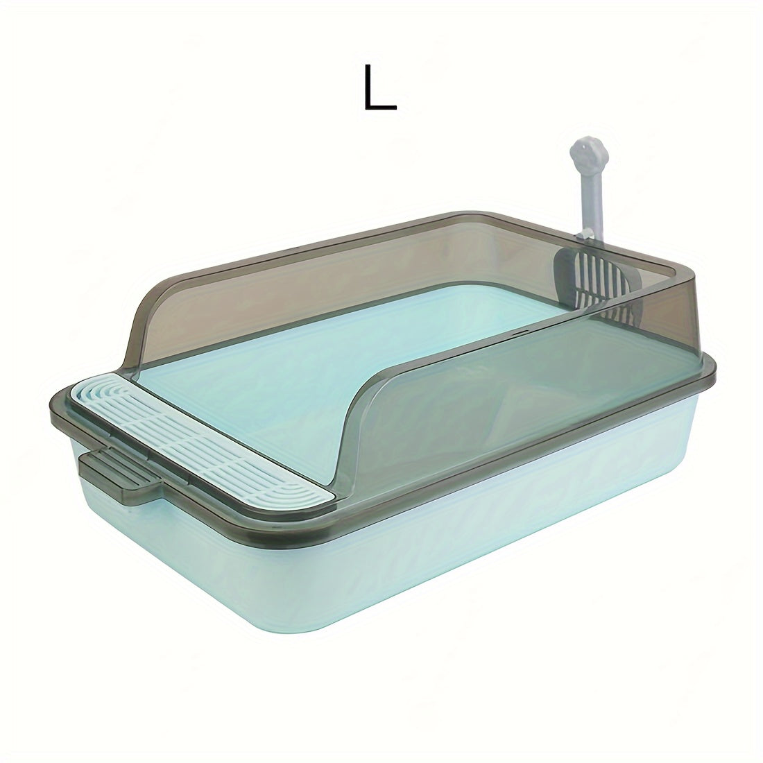 Rectangular Plastic Cat Litter Box with Removable Cover and Raised Edge