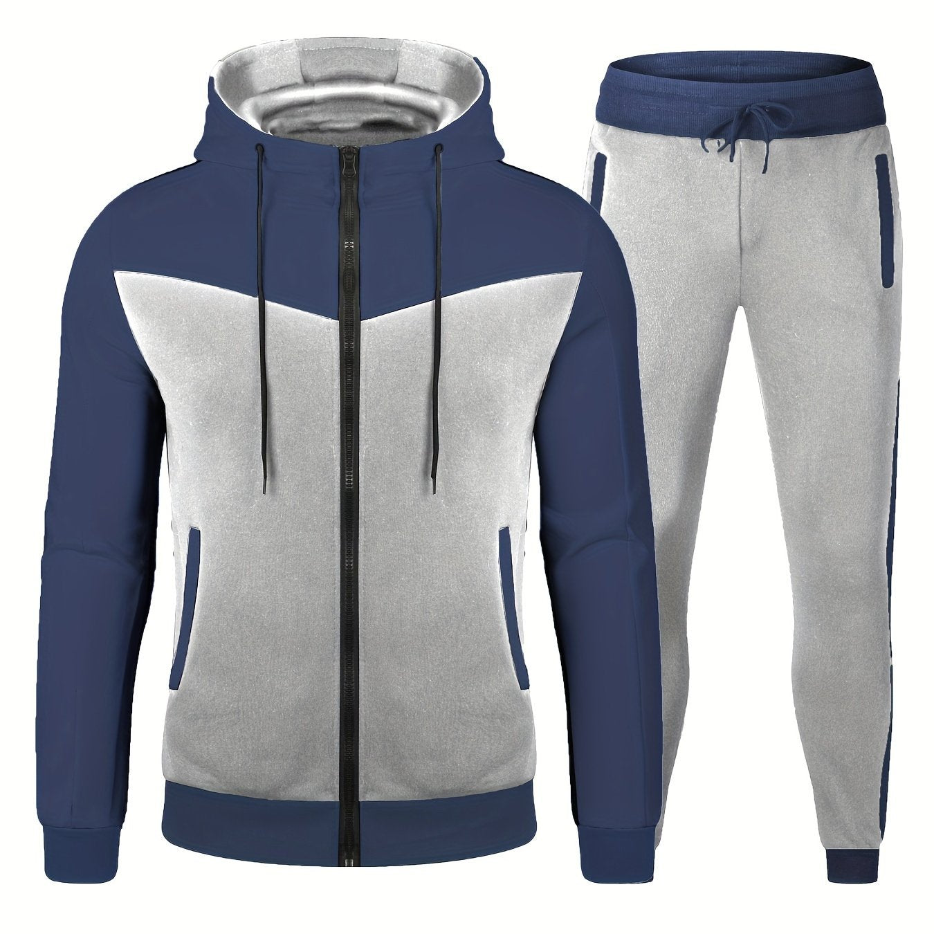Conjunto deportivo de dos piezas para hombre, sudadera con capucha y joggers, ropa deportiva transpirable de poliéster para primavera y otoño