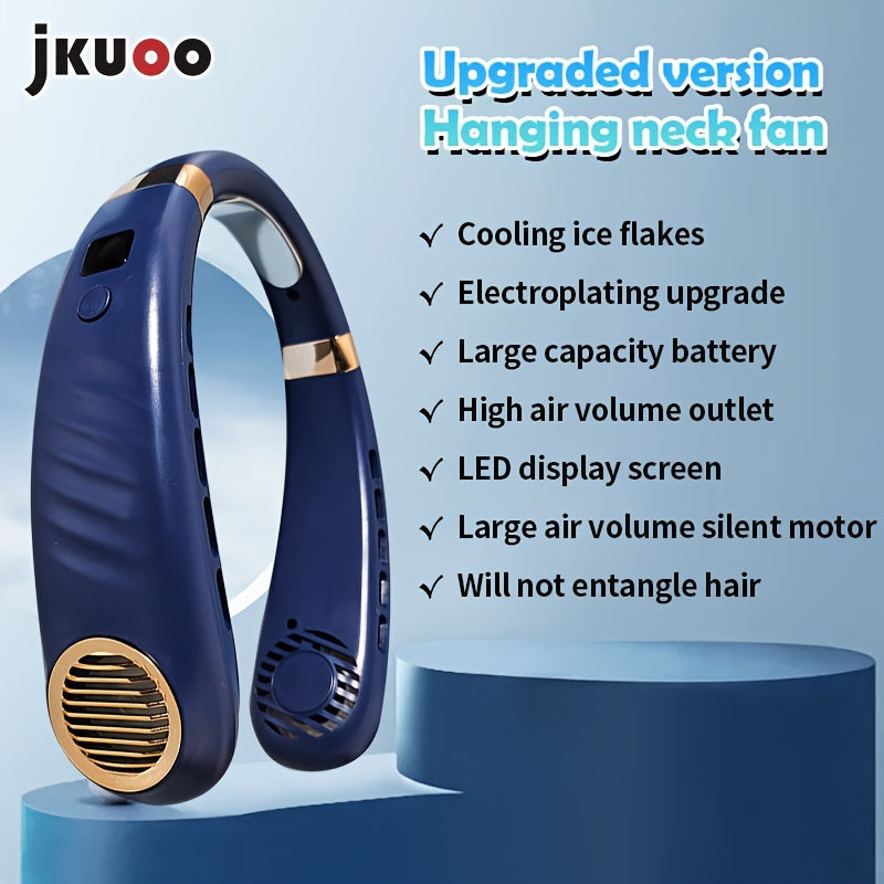 Portable Neck Fan with Ice Cooling, Bladeless, USB Rechargeable, Quiet Turbo Motor