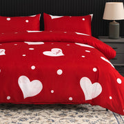 Red Polka Dot Bedding Set with Pillowcases and Quilt Cover for Bedroom or Guest Room