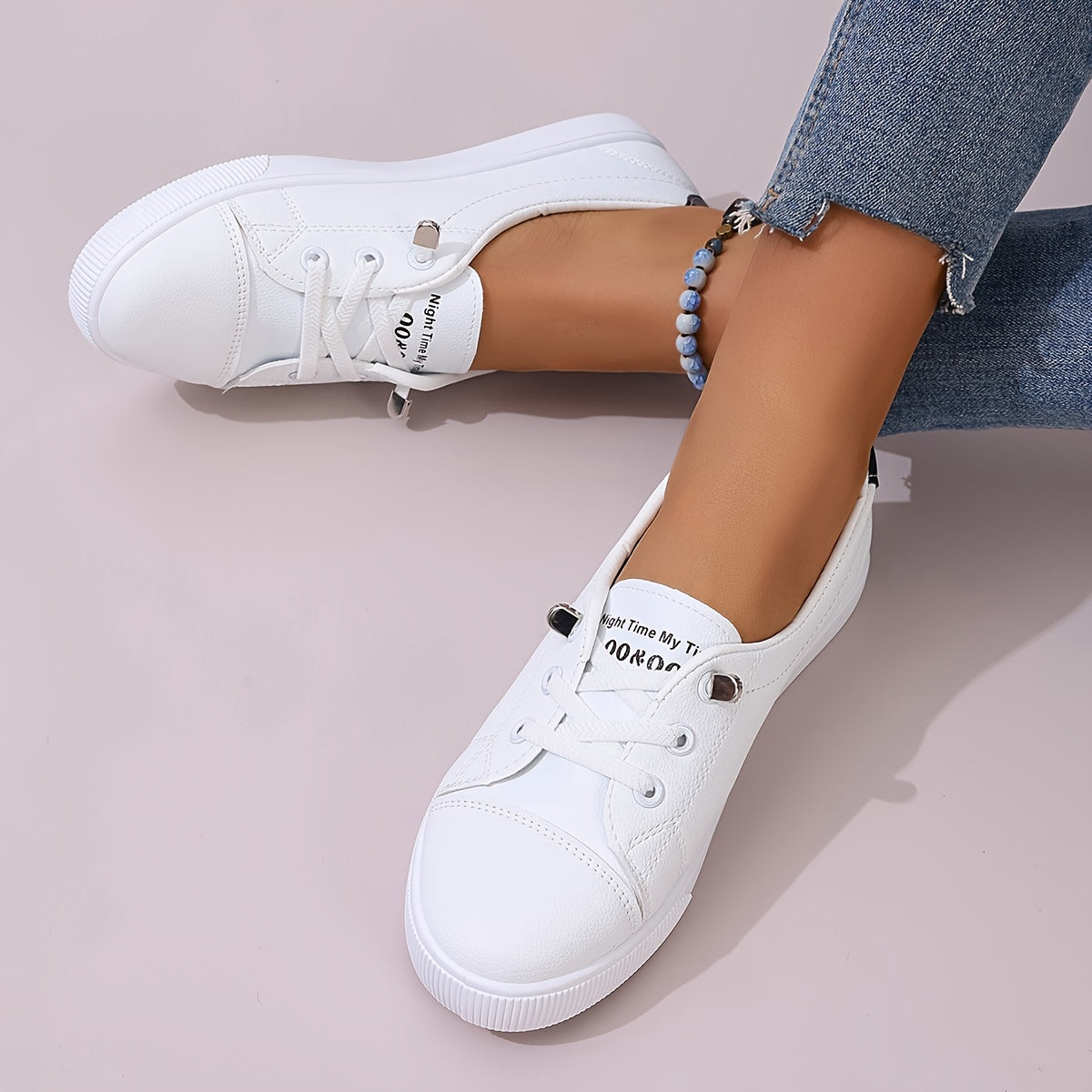Women's White Low-Cut Breathable Casual Slip-On Sneakers